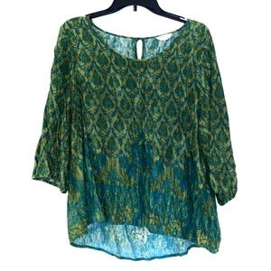 Patterned 🟢 Green 3/4 Sleeve